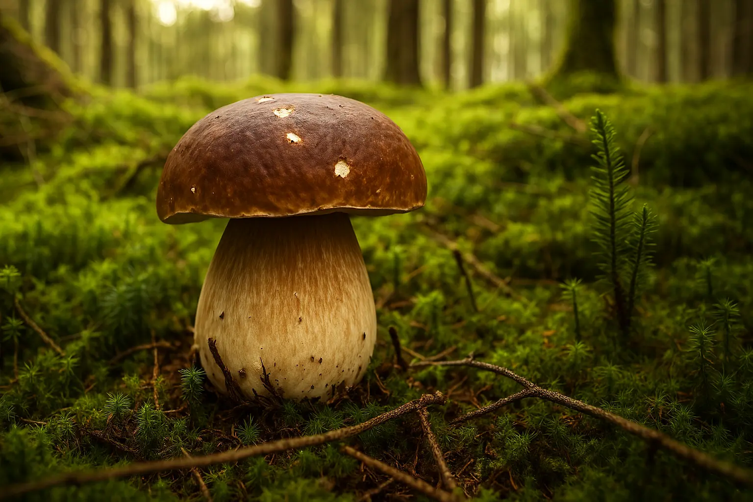 A basket full of freshly harvested Boletus mushrooms in Apuseni Mountains